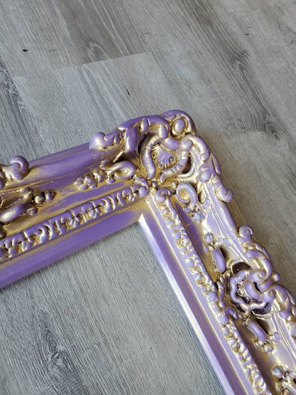 12x16 Vintage Picture Frame, Ornate Style, Original Purple Frame, Cottage Classic Frame