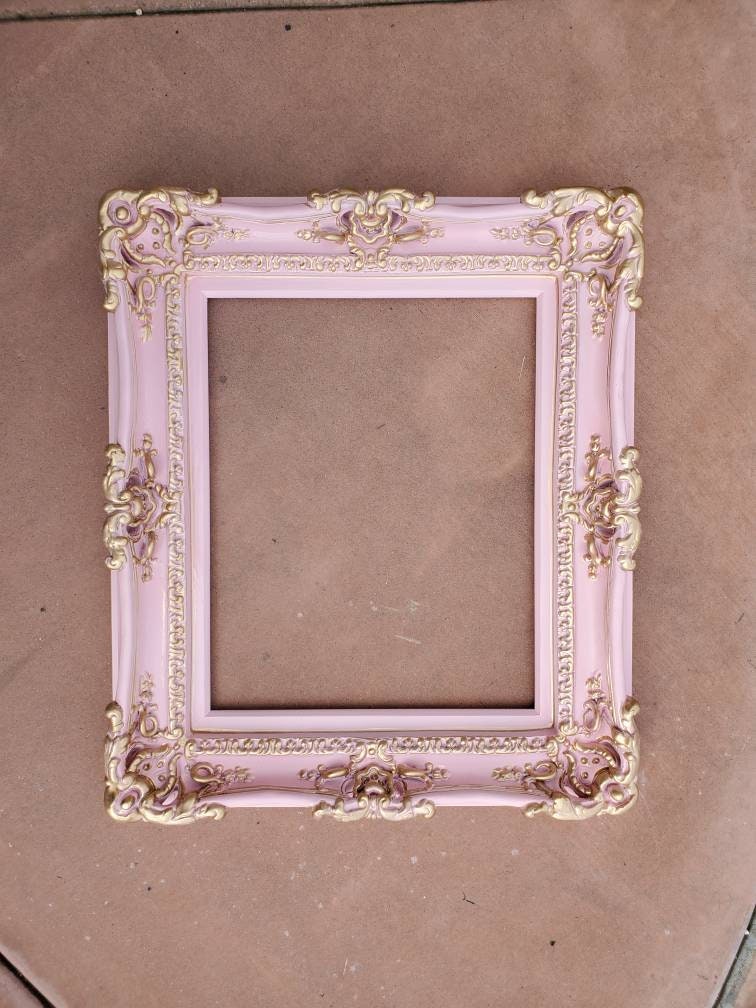 16x20 Baby Pink Picture Frame Shabby Chic Ornate Baroque Ornate Photo Frame, Cottage