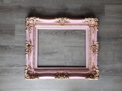 16x20 Baby pink picture fame, shabby ornate wall mirror, baroque photo frame, cottage