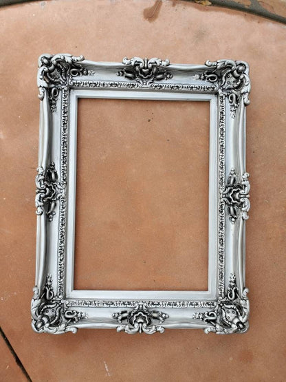 20x24 Vintage Frame, Distressed Silver Picture Frame, Colonial Style