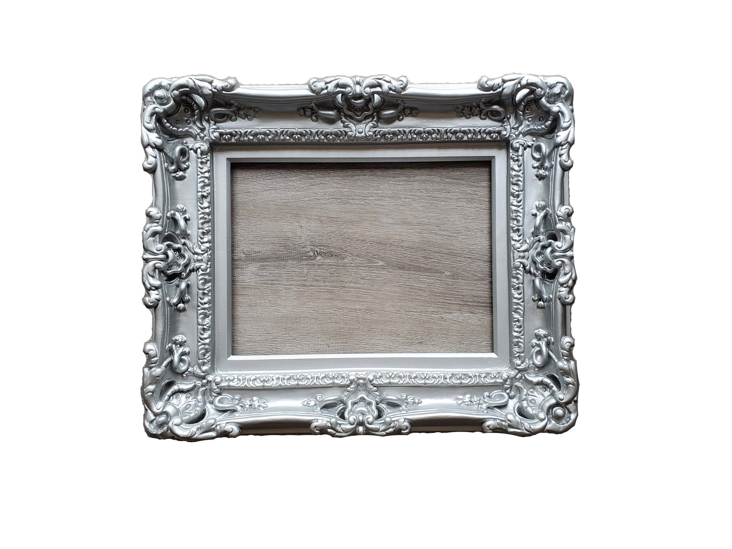 12x16 Matte Silver Picture Frame, Fancy Original Baroque Ornate Wall Photo Frame