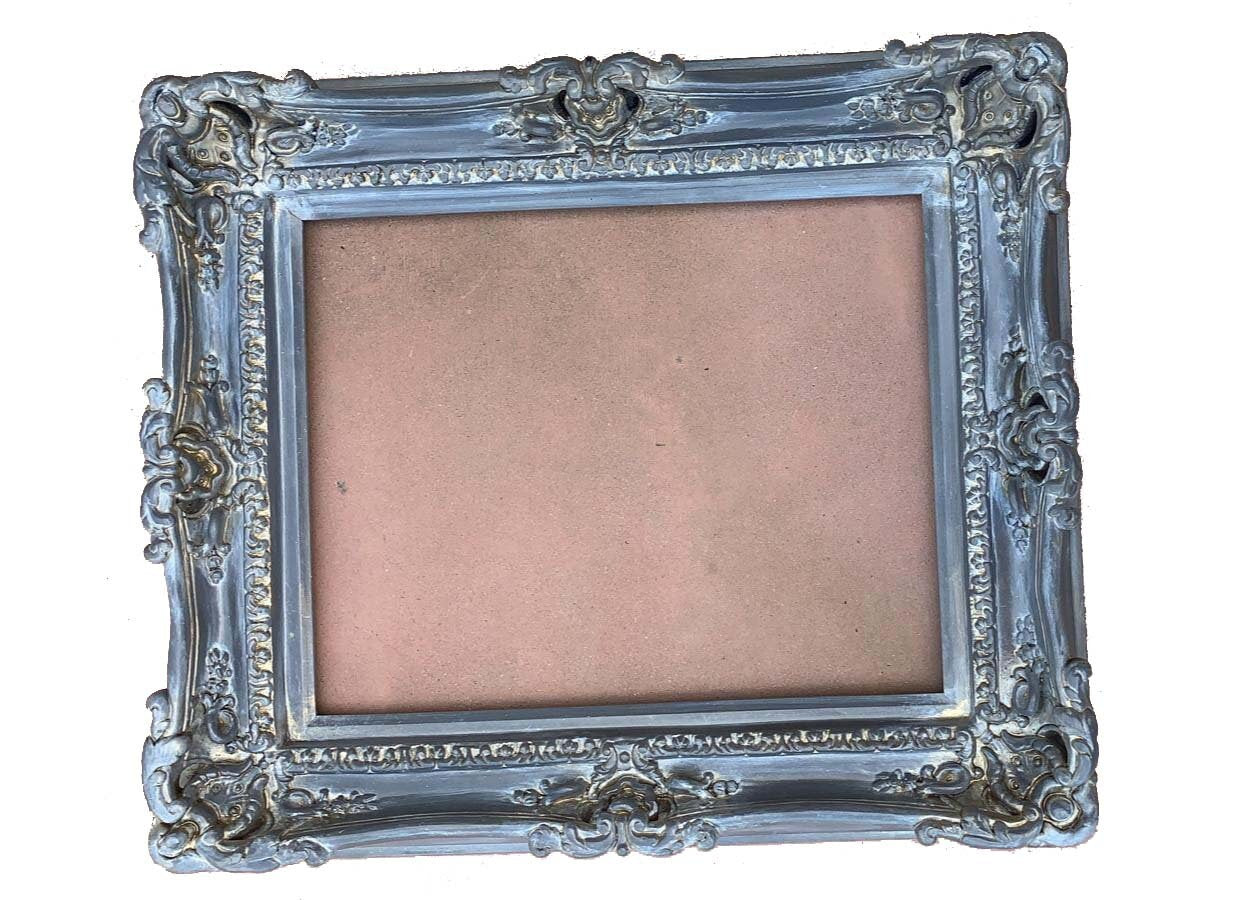 12x16 Vintage Gray Picture Frame, Shabby Chic Photo Frame, Fancy Baroque Frame