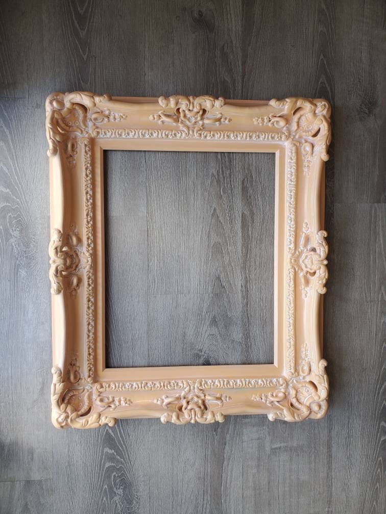 16x20 Fancy Photo Frame, Classic Wash Peach Ornate Mirror Frame, Artist Ideas