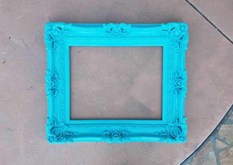 12x16 Decorative Frame, Baroque Blue Picture Frame, Ornate Photo Frame, Colonial Frame