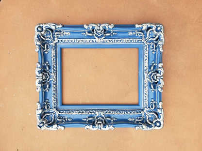 12x16 Kids blue picture frame, ornate decorative baroque traditional frame, art fancy frame