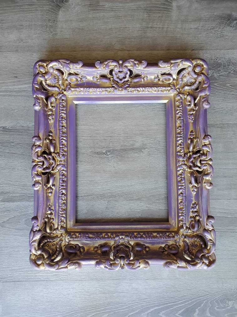 12x16 Vintage Picture Frame, Ornate Style, Original Purple Frame, Cottage Classic Frame