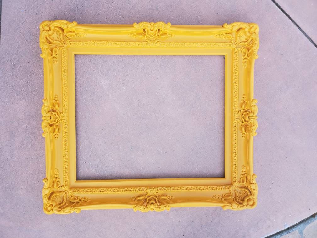12x16 Yellow Picture Frame, Fancy Baroque Mirror, Colorful Frame, Cottage Chic Ornate Photo Frame, Classic Decorative Frame, Modern Frame