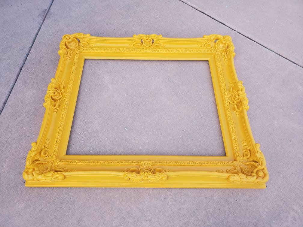 16x20 Bright Yellow Picture Frame, Baroque Ornate Fancy Frame, Painting, Photo Frame