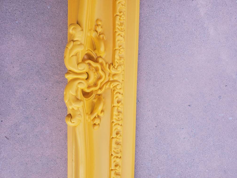 12x16 Yellow Picture Frame, Fancy Baroque Mirror, Colorful Frame, Cottage Chic Ornate Photo Frame, Classic Decorative Frame, Modern Frame