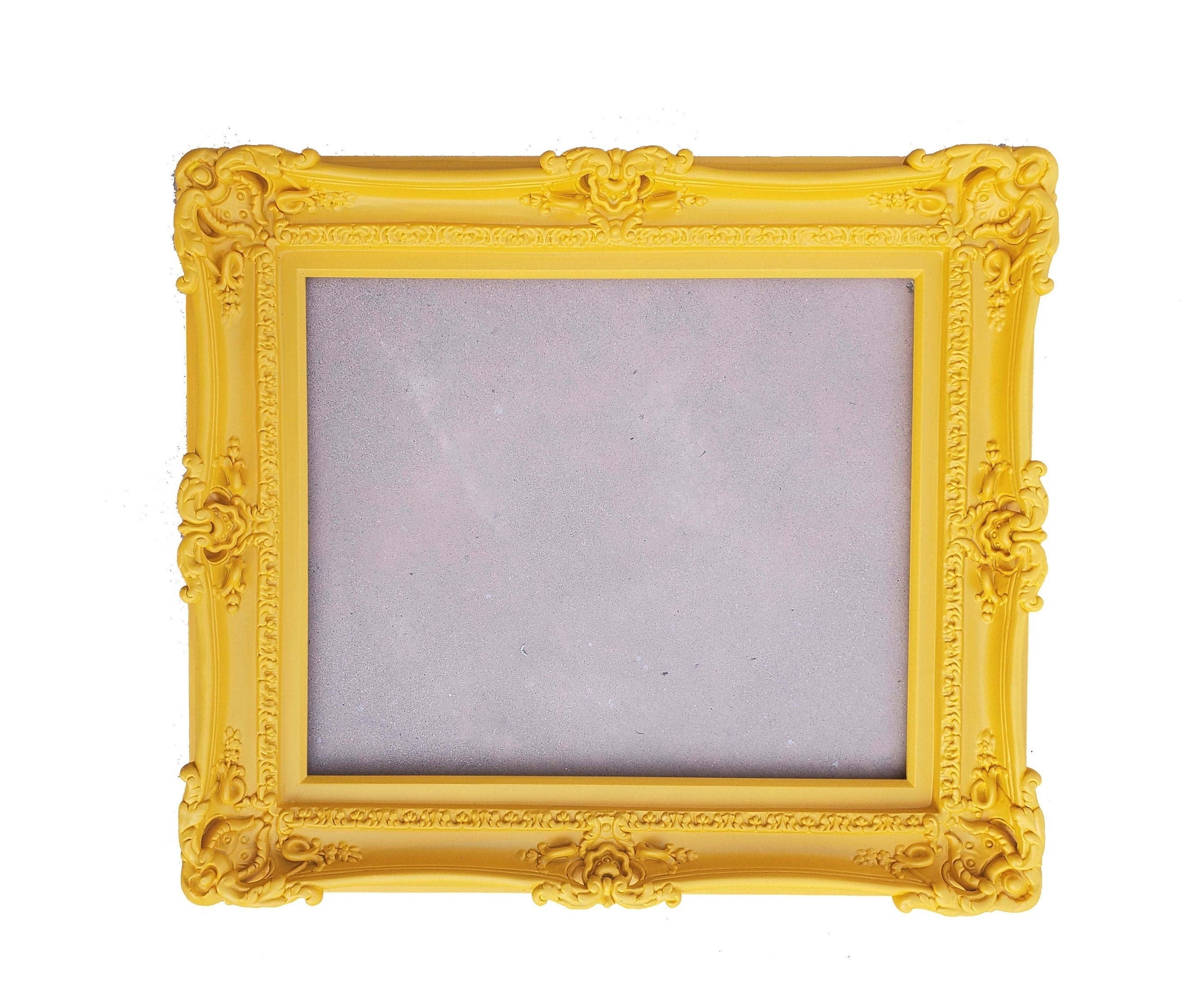 12x16 Yellow Picture Frame, Fancy Baroque Mirror, Colorful Frame, Cottage Chic Ornate Photo Frame, Classic Decorative Frame, Modern Frame