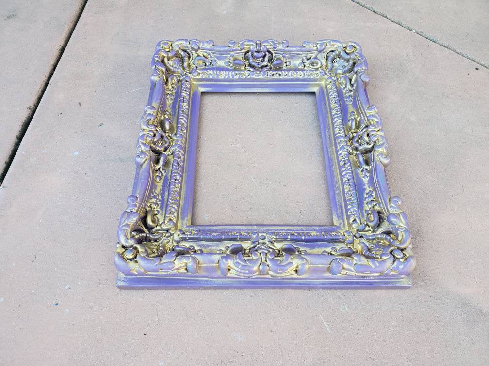 8x10 Cottage Chic Picture Frame, Baroque Art Wall Purple Frame, Photo Frame, Children's