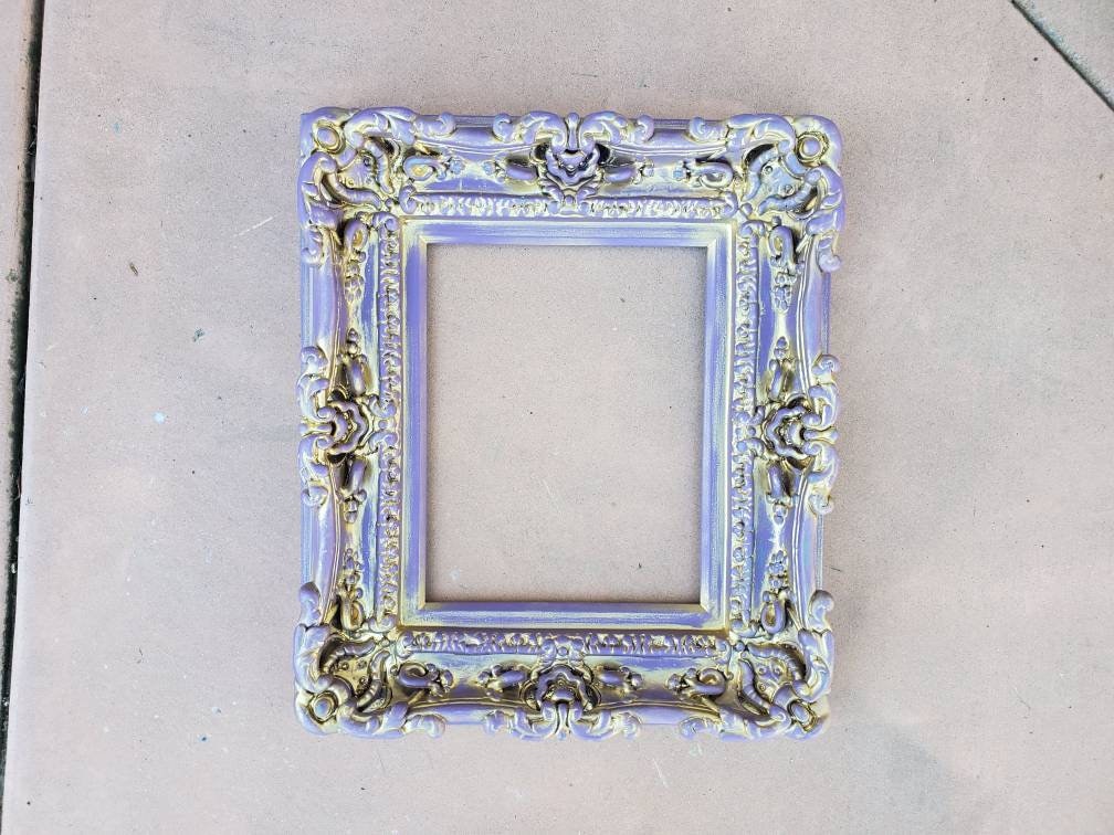 8x10 Cottage Chic Picture Frame, Baroque Art Wall Purple Frame, Photo Frame, Children's