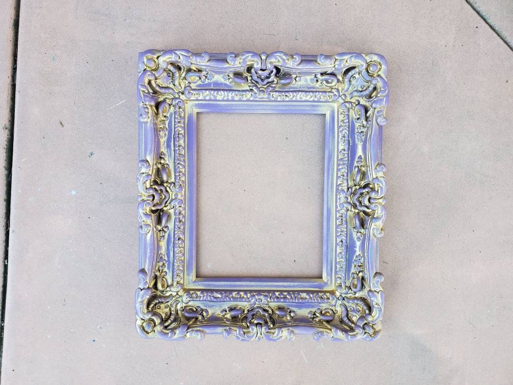 8.5x11 Cottage Chic Picture Frame, Purple Photo Frame, Children's Vintage Mirror Frame