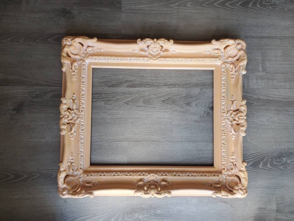 16x20 Fancy Photo Frame, Classic Wash Peach Ornate Mirror Frame, Artist Ideas