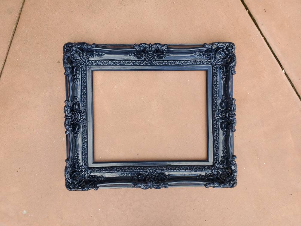 12x16 Ornate Photo Frame, French Frame, Canvas Artwork Paint Frame, Gift, Midnight Blue