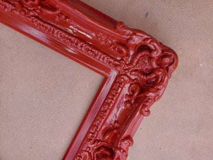 12x16 Photo Frame, Burn Red Ornate Picture Frame, Baroque Mirror, French Chic Frames