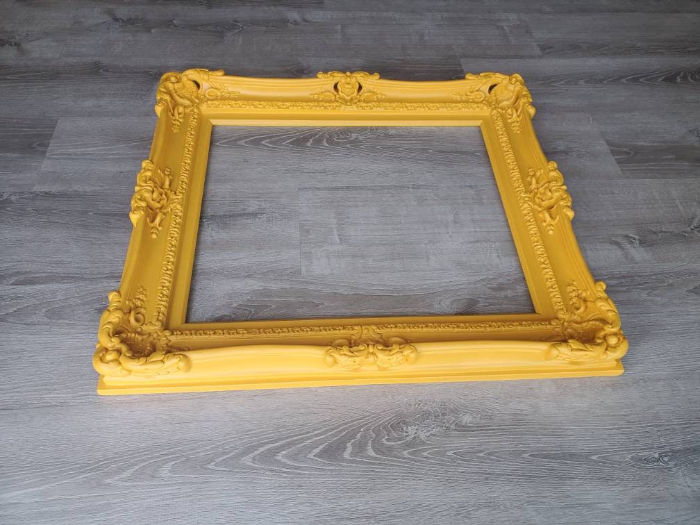 16x20 Yellow Picture Frame, Colorful Baroque Frame, Art Paint, Painting, Mirror, Photo Frame