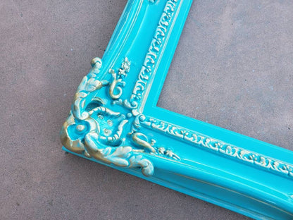 16x20 Baroque Turquoise Photo Frame, Cottage Chic Picture Frame, Ornate Vintage Style