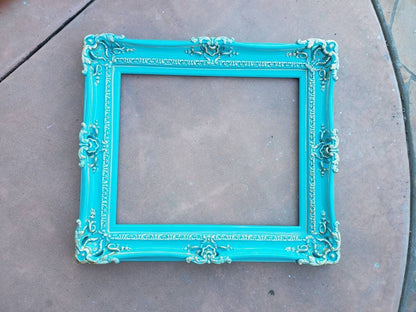 16x20 Baroque Turquoise Photo Frame, Cottage Chic Picture Frame, Ornate Vintage Style