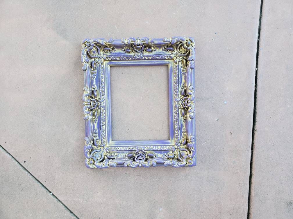 8.5x11 Cottage Chic Picture Frame, Purple Photo Frame, Children's Vintage Mirror Frame