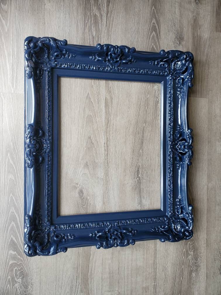 12x16 Blue Frame, Mirror Frame, Art, Baroque Picture Frames, Original Frame, Modern Frame