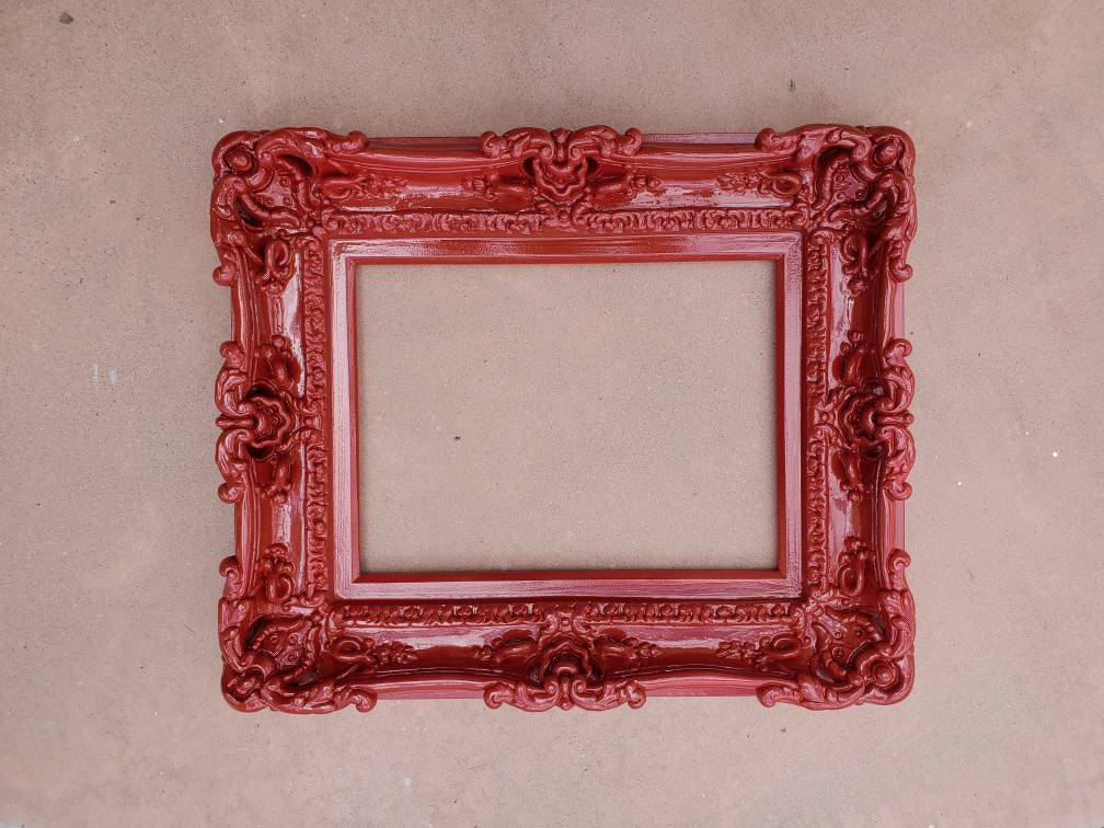 12x16 Photo Frame, Burn Red Ornate Picture Frame, Baroque Mirror, French Chic Frames
