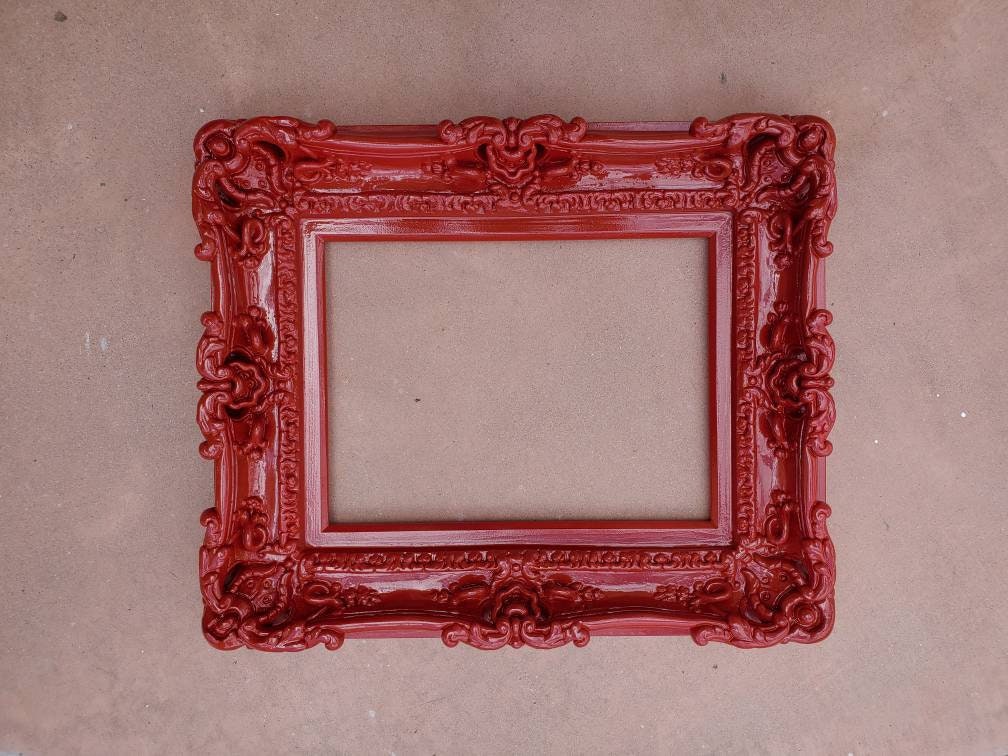 12x16 Photo Frame, Burn Red Ornate Picture Frame, Baroque Mirror, French Chic Frames
