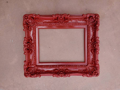12x16 Photo Frame, Burn Red Ornate Picture Frame, Baroque Mirror, French Chic Frames