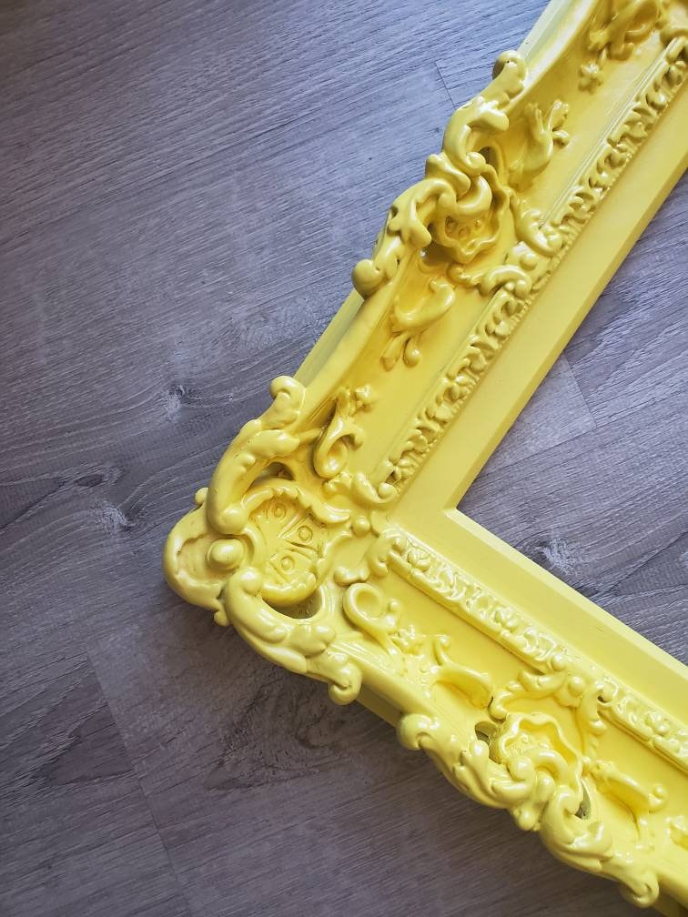8x10 Kid's Yellow Frame, Ornate Baroque Picture Frame, Art Wall Photo Frame, Artwork