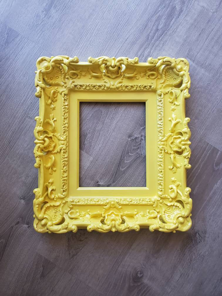 8x10 Kid's Yellow Frame, Ornate Baroque Picture Frame, Art Wall Photo Frame, Artwork