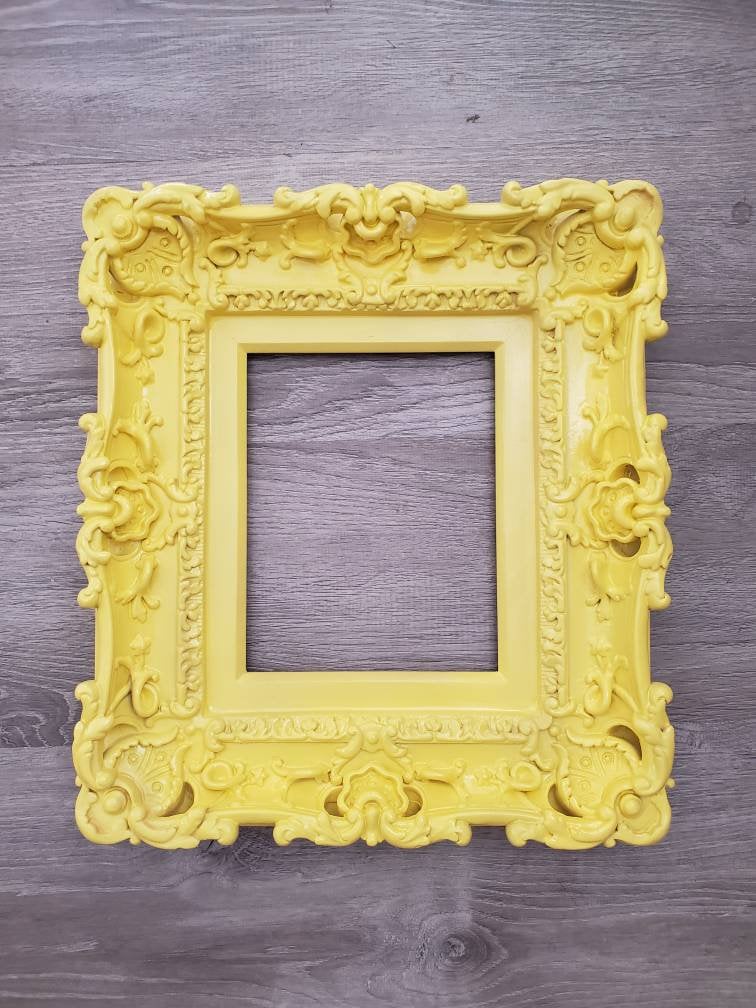 8x10 Kid's Yellow Frame, Ornate Baroque Picture Frame, Art Wall Photo Frame, Artwork