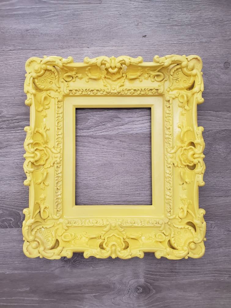 8.5x11 Yellow Frame, Ornate Baroque Picture Frame, Photo Frame, Fancy Frame, Diploma