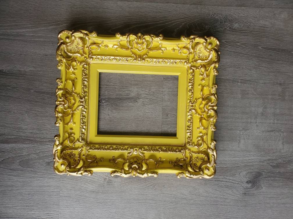 8.5x11 Baby Yellow Frame, Baroque Picture Frame, Cottage Photo Frame, Graduation Gifts