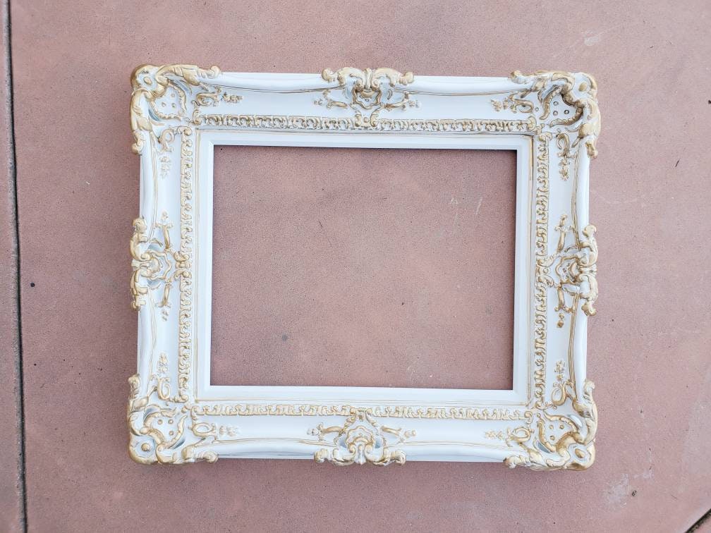 12x16 Shabby White Picture Frame, Cottage Chic Wall Ornate Photo Frame, French Country