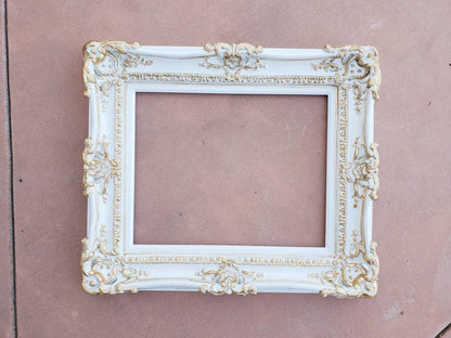 12x16 Shabby White Picture Frame, Cottage Chic Wall Ornate Photo Frame, French Country