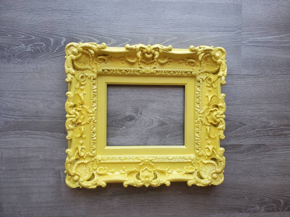 8.5x11 Yellow Frame, Ornate Baroque Picture Frame, Photo Frame, Fancy Frame, Diploma