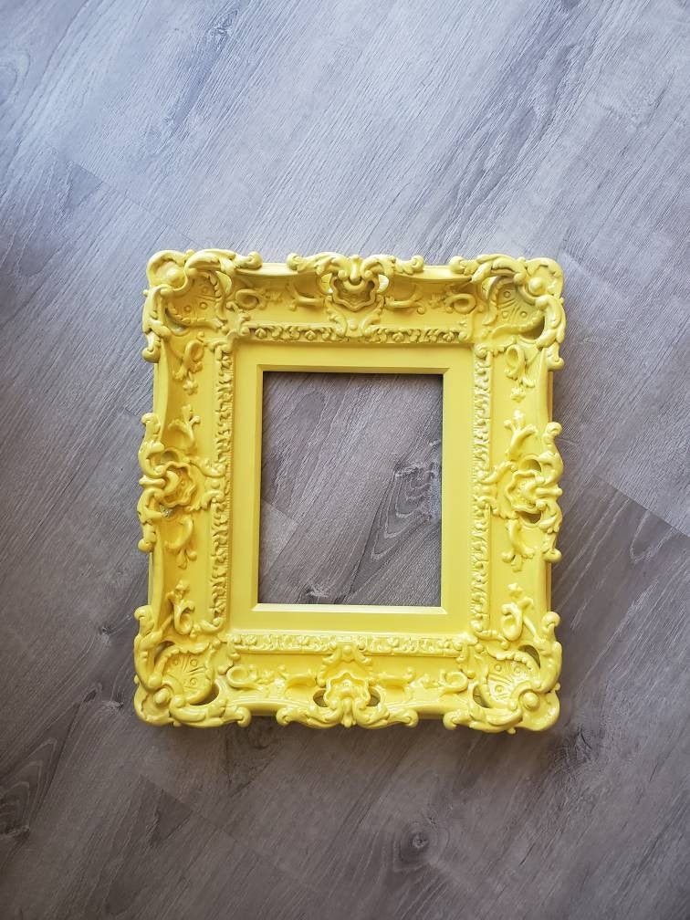 8.5x11 Yellow Frame, Ornate Baroque Picture Frame, Photo Frame, Fancy Frame, Diploma