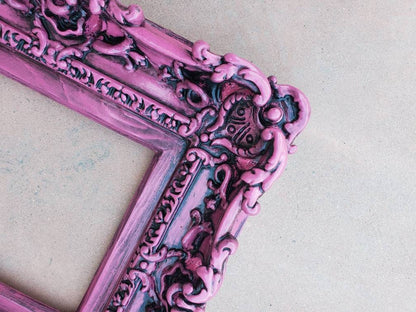 8.5x11 Vintage Pink Picture Frame, Baroque Ornate Frame, Classic Photo Frame, Distressed