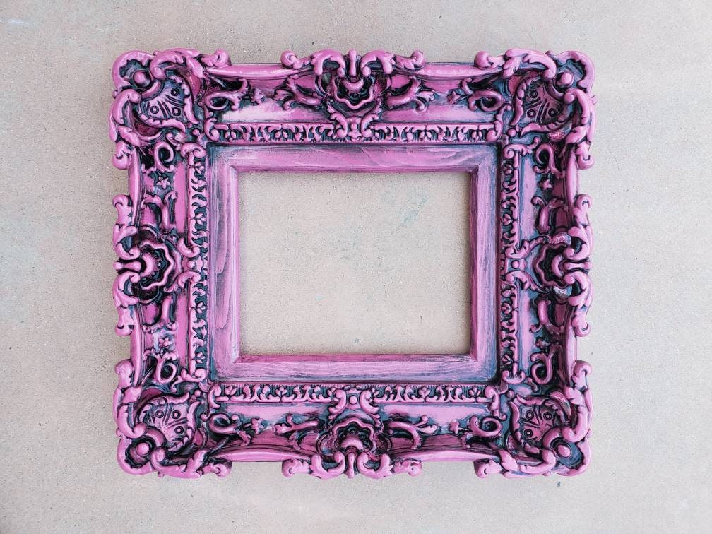 8.5x11 Vintage Pink Picture Frame, Baroque Ornate Frame, Classic Photo Frame, Distressed