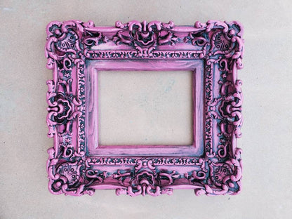 8.5x11 Vintage Pink Picture Frame, Baroque Ornate Frame, Classic Photo Frame, Distressed