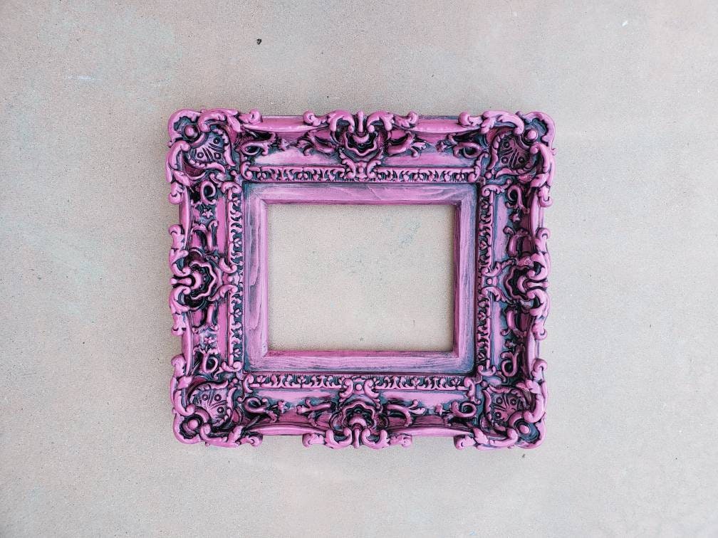 8.5x11 Vintage Pink Picture Frame, Baroque Ornate Frame, Classic Photo Frame, Distressed