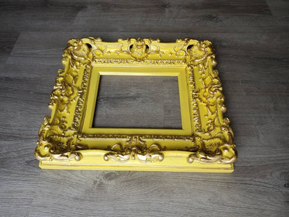 8.5x11 Baby Yellow Frame, Baroque Picture Frame, Cottage Photo Frame, Graduation Gifts