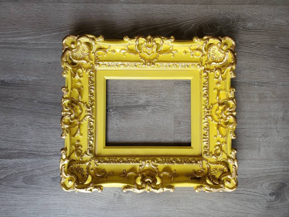 8.5x11 Baby Yellow Frame, Baroque Picture Frame, Cottage Photo Frame, Graduation Gifts