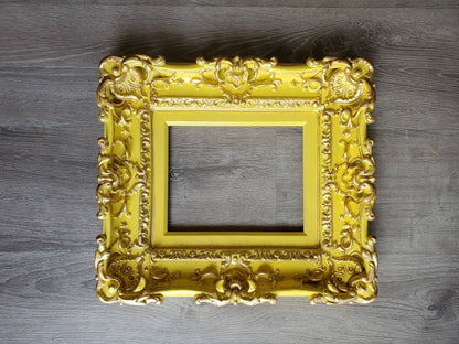 8.5x11 Baby Yellow Frame, Baroque Picture Frame, Cottage Photo Frame, Graduation Gifts