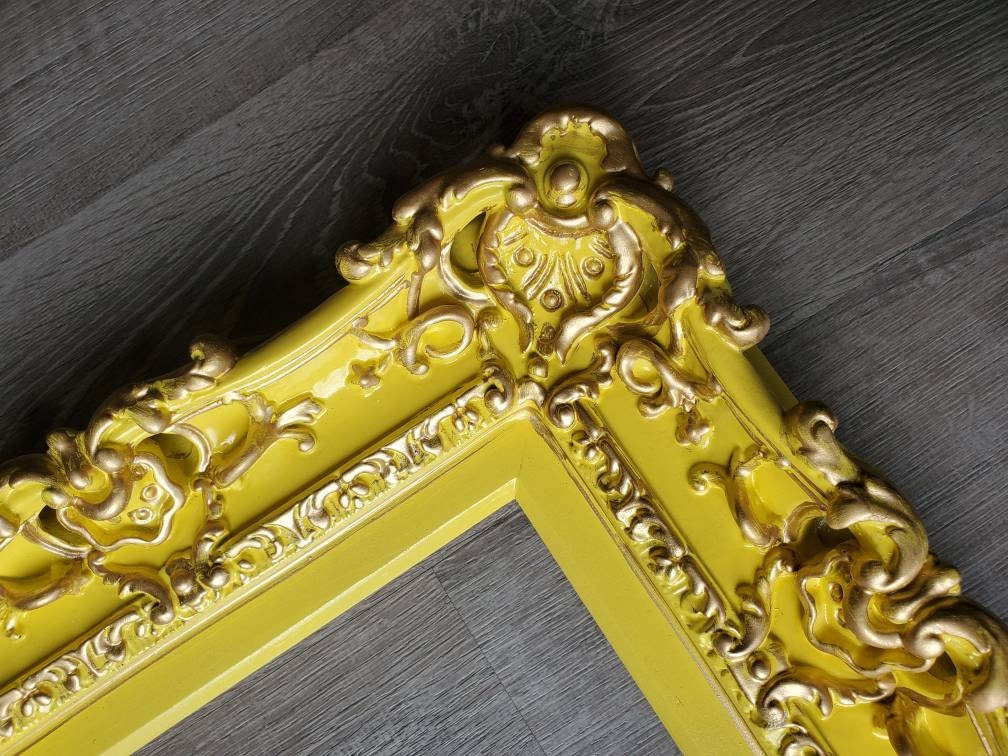 8.5x11 Baby Yellow Frame, Baroque Picture Frame, Cottage Photo Frame, Graduation Gifts