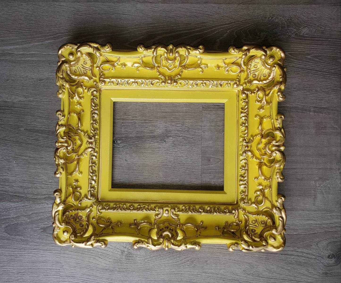 8.5x11 Baby Yellow Frame, Baroque Picture Frame, Cottage Photo Frame, Graduation Gifts