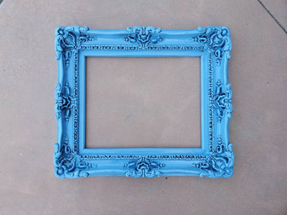 12x16 Vintage Blue Picture Frame, Canvas Artwork Paint, Ornate Fancy Frames, Baby gifts