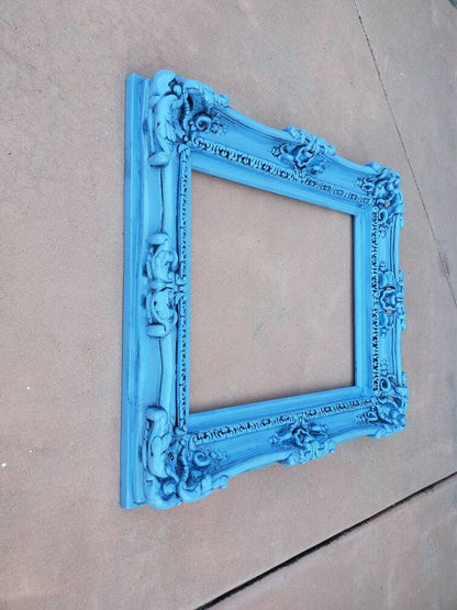 12x16 Vintage Blue Picture Frame, Canvas Artwork Paint, Ornate Fancy Frames, Baby gifts