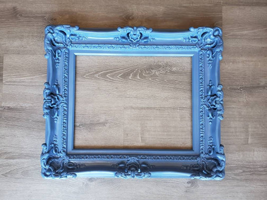 16x20 Blue Picture Frame, Baby Fancy Frame, Baroque Country Frame, Cottage Chic Style