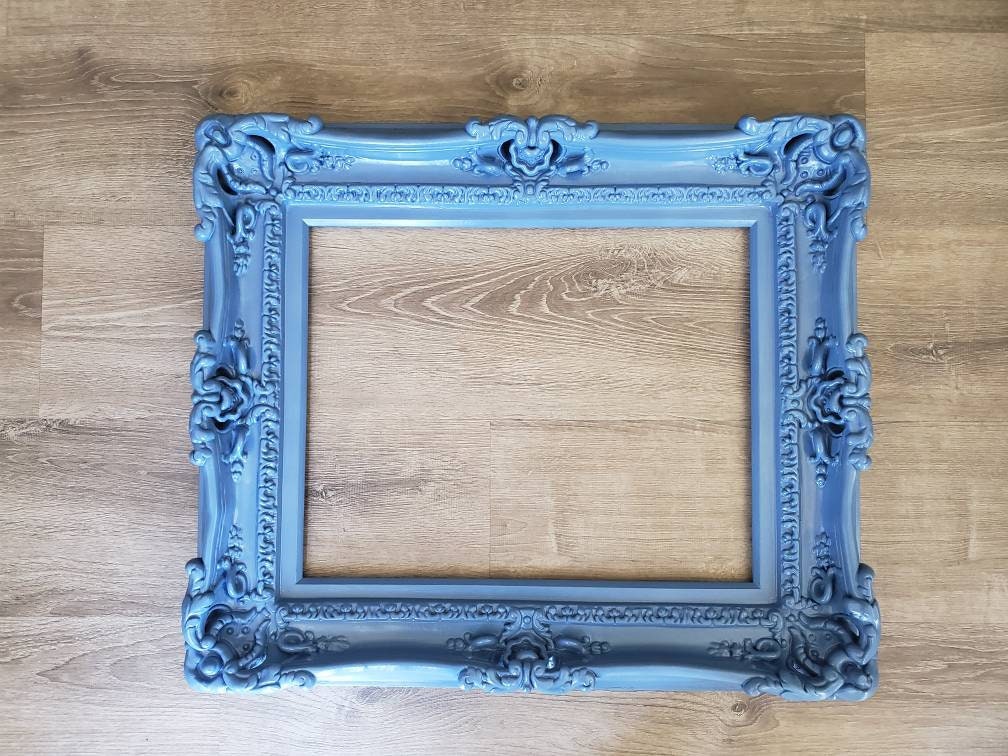 16x20 Blue Picture Frame, Baby Fancy Frame, Baroque Country Frame, Cottage Chic Style